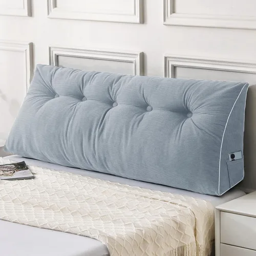 Vista 46 de Sasttie Almohada de Cabecera Queen, Almohada de Cuña de Cabecera para Sentarse en la Cama, Cojín Triangular con Soporte de Respaldo para Leer - Con