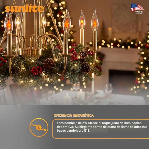 Vista 5 de Sunlite Lámpara de araña pequeña parpadeante con base de candelabro, naranja, para iluminación navideña y decorativa, E12, base de candelabro