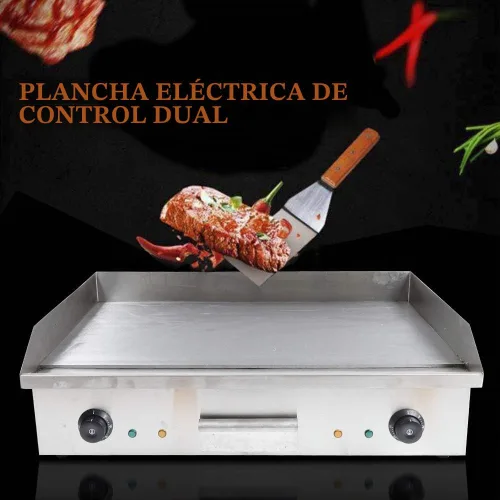 Vista 2 de Parrilla comercial, 3000 W, 110 V, plancha eléctrica comercial para encimera, plancha de hierro inoxidable, placa caliente para barbacoa, 122.0 °F a