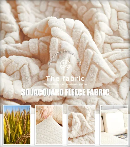 Vista 3 de Fundas elásticas para sofá modular en forma de L, con textura de oreja de trigo, fundas para sofá reclinable, protector de muebles antideslizante