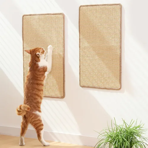 Vista 11 de FUKUMARU Paquete de 2 alfombrillas rascadoras para gatos, 19.6 x 11.8 pulgadas, almohadillas rascadoras de sisal natural para gatos
