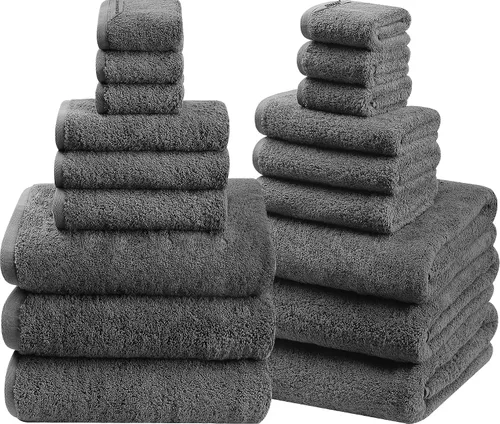 Vista 30 de SEMAXE Juego de toallas de baño familiar de 12 piezas - 100% algodón, 4 toallas de baño, 4 toallas de mano, 4 paños, ultrasuave y súper absorbente