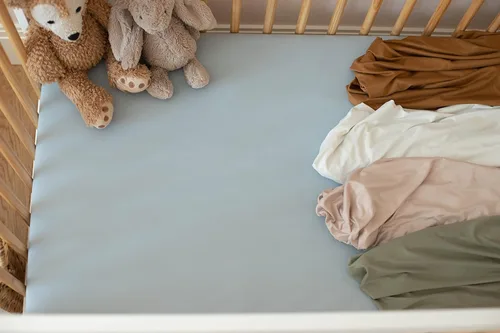 Vista 3 de Pobi Baby - Sábana bajera ajustable para cuna para niños y niñas, mezcla de Azul bebé