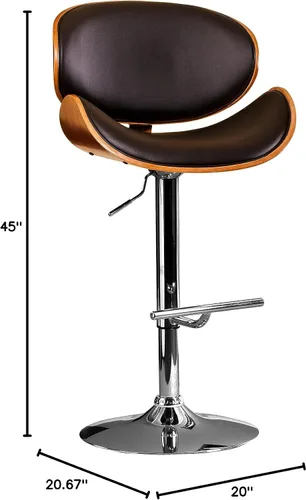 Vista 2 de AC Pacific ACBS34 Taburete giratorio de piel sintética ajustable para isla de cocina con marco curvado y elegante base cromada, sillas de mostrador