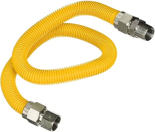 Vista 10 de Conector de gas de acero inoxidable con revestimiento amarillo de 18 pulgadas, conector de manguera de gas flexible de 1 pulgada de diámetro