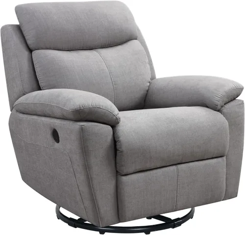 Vista 4 de Generic Silla reclinable giratoria con puerto de carga USB, color gris claro