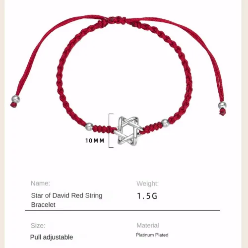 Vista 7 de Pulsera de cuerda roja con estrella de David para mujer, amuleto de la suerte, magen David, joyería, regalos de Navidad