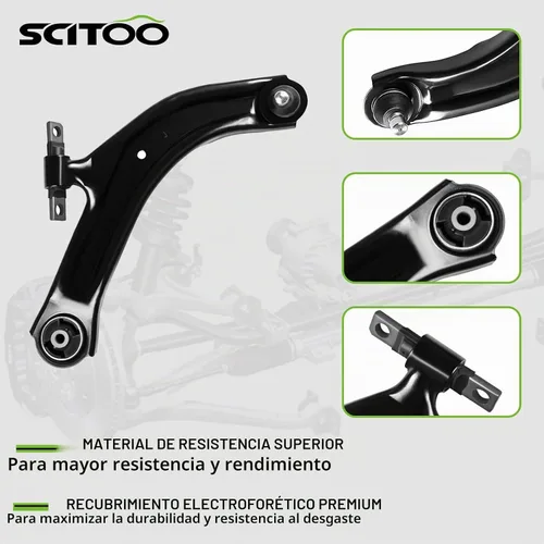 Vista 3 de SCITOO Kit de suspensión de 8 piezas, 2 brazos de control delantero inferior con rótula, 2 barras estabilizadoras delanteras, 2 extremos de barra