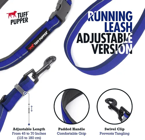 Vista 2 de Correa de perro Tuff Pupper con manos libres de longitud ajustable Ligera para correr, trotar, caminar Cinturón acolchado (61-127 cm) Se