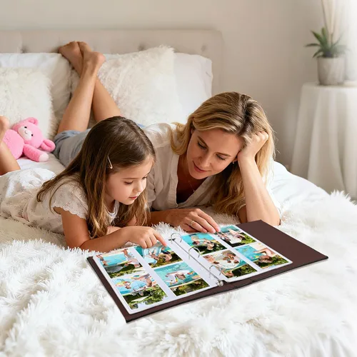 Vista 8 de Paquete de 30 páginas de repuesto para álbumes de fotos de 3.5 x 5 pulgadas para carpeta de 3 anillos, fundas de fotos ultra transparentes