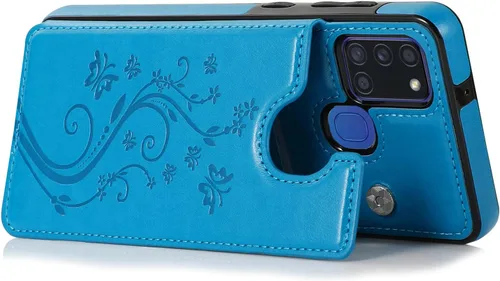 Vista 6 de Asuwish Funda de teléfono para Samsung Galaxy A21S con protector de pantalla de vidrio templado y tarjetero con soporte para tarjetero, accesorios