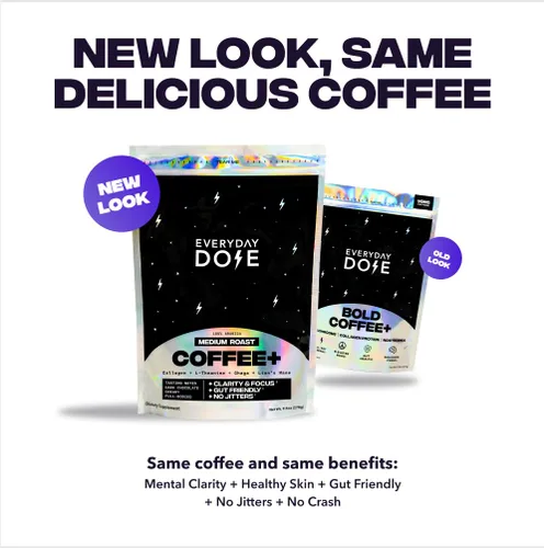 Vista 6 de Everyday Dose Bold - Café de hongos de tostado medio, 90 mg de cafeína por porción con colágeno de ganado alimentado con pasto, chaga, Melena