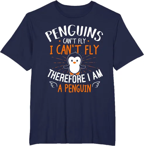 Vista 70 de Penguins Can't Fly Shirt - Camiseta de regalo para amantes de los pingüinos, Azul Azul Marino