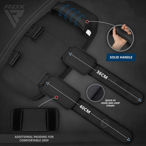 Vista 4 de RDX Almohadillas Tailandesas Curvas Kickboxing Muay Thai con Mango de Agarre Sólido, Cuero de Piel Maya KARA Escudo de Golpes para Rodillas, Codos