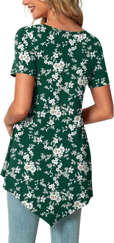 Vista 3 de POPYOUNG Blusa casual de verano para mujer, de manga corta, para primavera