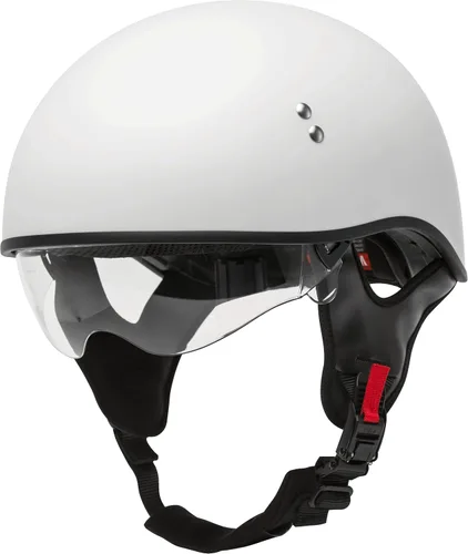 Vista 4 de GMAX HH-65 Naked Half Helmet (blanco, mediano) - Aprobado por FMVSS 218