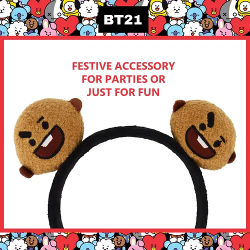 Vista 5 de BT21 LINE FRIENDS - Diadema de felpa bordada en 3D para mujer, talla única