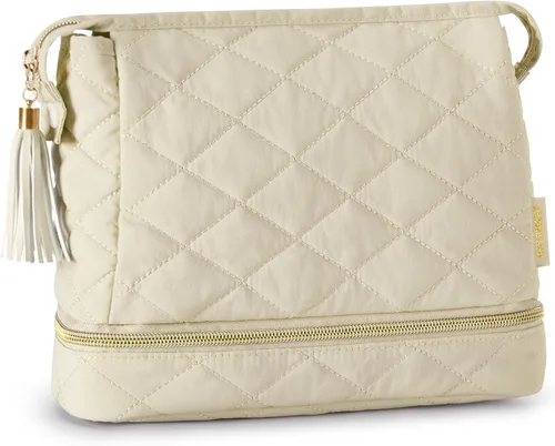 Vista 14 de BAGSMART Pequeña bolsa de maquillaje, neceser portátil esponjoso con cierre de cremallera con encanto, organizador de viaje resistente al agua