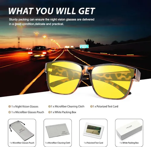 Vista 7 de URUMQI Gafas de conducción de visión nocturna para hombres y mujeres, lentes polarizados antirreflejos, lentes de alta definición amarillas