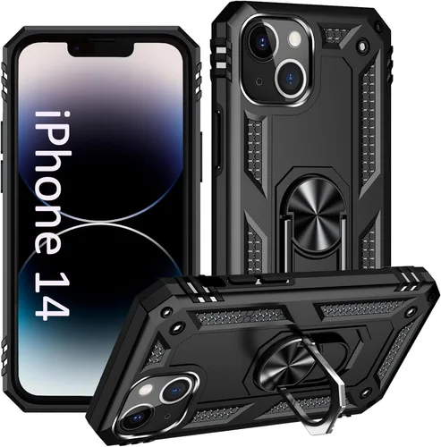 Vista 28 de ADDIT i Phone 14 Pro - Funda para iPhone 14 Pro, con anillo de soporte, soporte ajustable, grado militar, protección resistente, a prueba de golpes