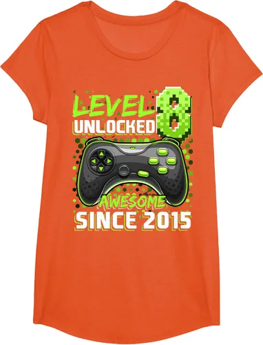 Vista 67 de Level 8 Unlocked Awesome 2015 Video Game 8th Birthday Boy T-Shirt, Negro