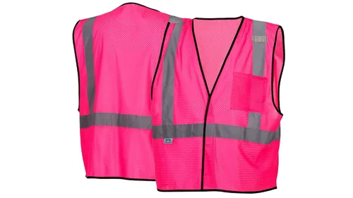 Vista 5 de Pyramex RV12 Series Hi-Vis - Chaleco de seguridad reflectante para el trabajo, rojo, pequeño/mediano