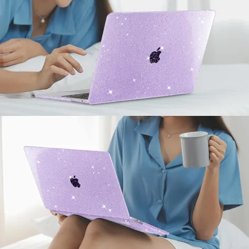 Vista 5 de Mektron Funda con purpurina para MacBook Pro 2020 de 13 pulgadas A2338 M2 compatible con versión 2021 2022 M1 A2289 A2251, cubierta rígida