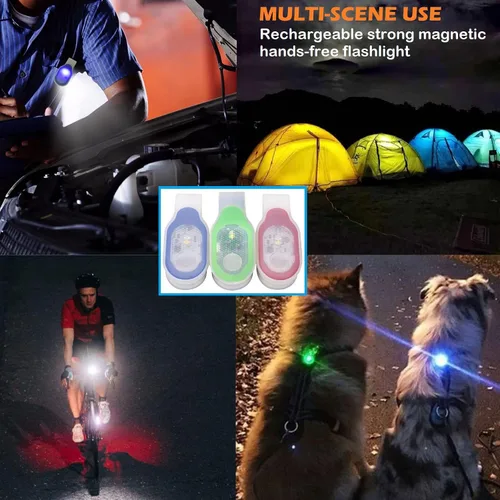 Vista 2 de Linterna de emergencia ligera para enfermera, manos libres, linternas LED con clip, adecuada para caminar, correr, mascotas, actividades al aire Azul