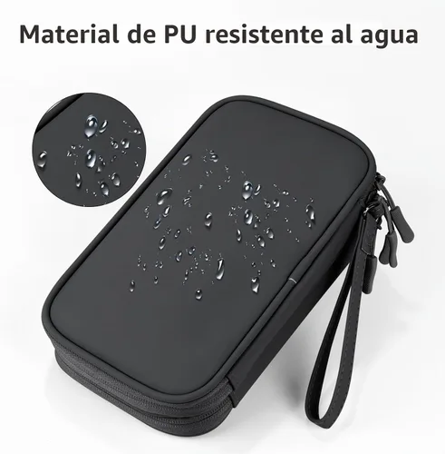 Vista 5 de Cables - Organizador de viaje para hombres y mujeres, para organizar y almacenar accesorios tecnológicos, cables electrónicos (negro, PU-M)