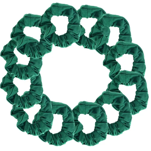 Vista 14 de Paquete de 12 ligas sólidas para el cabello (negro) One Dozen Matching Hair Ties, Soft Cotton Fabric, Gentle No-Crease Hold, Great for Teams
