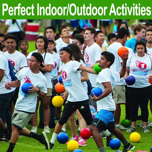 Vista 8 de Pelotas de patio de 10 pulgadas, 4 varietales de Kickball para niños y adultos, pelota Dodge que rebota, balonmano, juego cuadrado para exteriores e