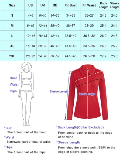 Vista 6 de JACK SMITH Polo de golf para mujer, ajuste seco, UPF 50+, manga larga, con cremallera, ajuste delgado, atlético, con soporte para camiseta