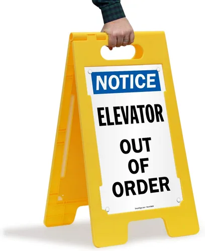 Vista 3 de SmartSign Letrero plegable de piso "Aviso - Elevator Out Of Order" Plástico de 25 x 12 pulgadas