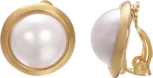 Vista 8 de Yoursfs Clip on Earrings for Women Round Faux Pearl Earrings Clipon 18K Gold Plated Non Pierced Earring Jewelry