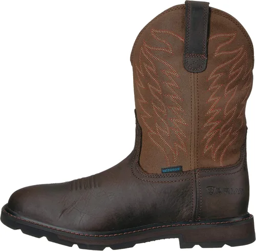Vista 8 de ARIAT Botas de trabajo impermeables con punta cuadrada ancha para hombre, botas de cuero