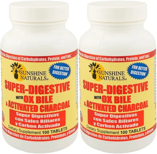 Vista 5 de Suplemento súper digestivo de Sunshine Naturals. Bile de buey y carbón activado para apoyo digestivo, alivio de la hinchazón, limpieza intestinal