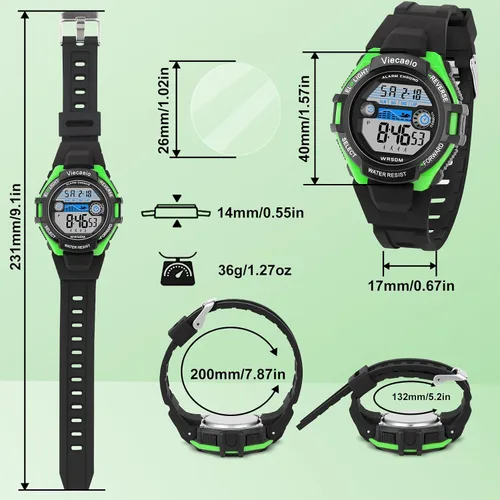 Vista 6 de Kids Digital Watch for Boys Girls, Waterproof LED Colorful Lights Sports Watch Suitable for 5-17 Years Old Teenagers (with Gift Box)