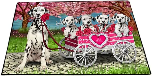 Vista 14 de Doggie of the Day Dalmatian Dogs Floor Mat - 4th of July Independence Day - Best Dog Doormat - Protector Decor - Unique Portrait Art - Premium