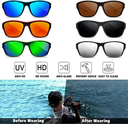 Vista 3 de Tskestvy 3 pares de lentes de sol polarizados para hombre con protección UV para correr pescar ciclismo conducir