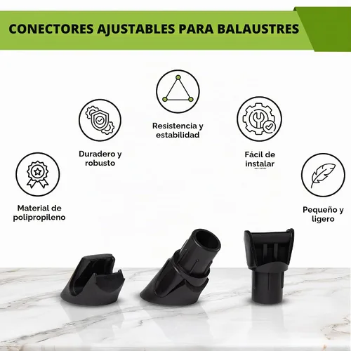 Vista 3 de Conectores de balaustre metálicos ajustables para 3/4" (29-45°) (paquete de 24)