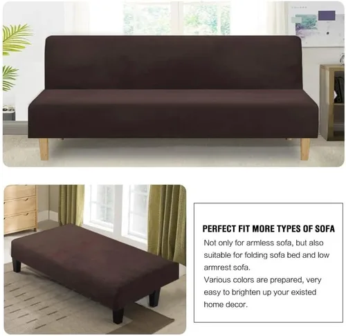 Vista 5 de H.VERSAILTEX - Funda para sofá de terciopelo real, para futón sin brazos, sofá, sofá cama, para proteger muebles, de terciopelo grueso y suave que