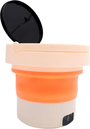Vista 8 de Lavadora portátil plegable pequeña lavadora con rotación de alta velocidad para viajes, camping, viajes de negocios, diseño ligero para eliminar