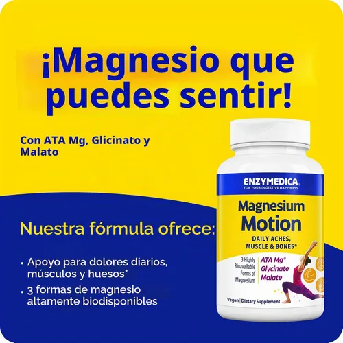 Vista 2 de Enzymedica Suplemento de movimiento de magnesio para mujeres y hombres - 60