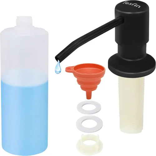 Vista 10 de Dispensador de jabón para platos para fregadero de cocina de níquel cepillado, dispensador de jabón para debajo del fregadero con cabezal de bomba