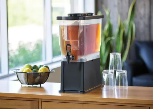 Vista 5 de Service Ideas Dispensador de bebidas, tubo de hielo e infusor, 3 galones, plástico Rectángulo CBDP3BLK, incluye un tubo de hielo y infusión que se