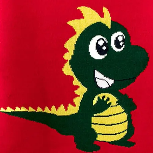 Vista 5 de QIUYI Boys Girls Cartoon Dinosaur Print Long Sleeve Pullover Baby Fall Winter Knit Sweater for 2 to 7Y