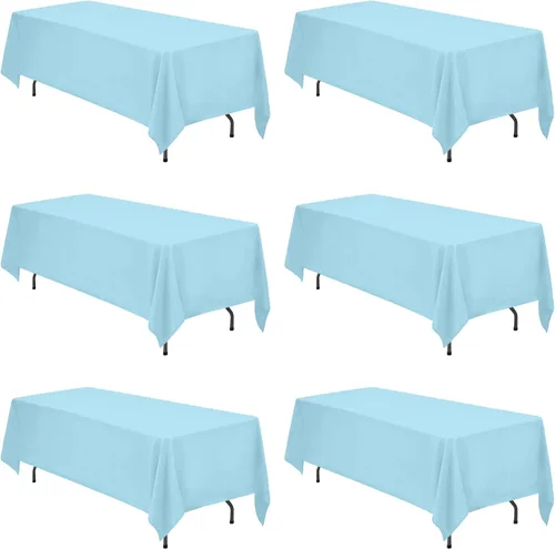 Vista 140 de BRILLMAX - Manteles para mesa rectangular de 6 pies, tela de lino de poliéster, lavable, para boda, recepción, banquete, fiesta de cumpleaños, 60 x