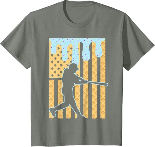 Vista 111 de Camiseta de béisbol Drip Boys Dripping Ice Cream Baseball American Flag, Negro -, Pequeña