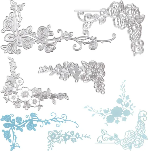 Vista 6 de Troqueles de corte de metal de flores 3D para hacer tarjetas, 6 plantillas de estampado de flores en espiral para álbumes de recortes, papel