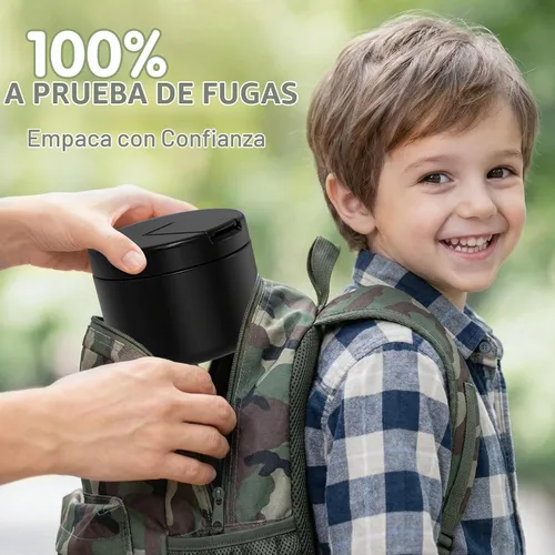 Vista 5 de LOHASOK Termo de sopa infantil de 12 onzas para comida caliente, tarro de comida aislado al vacío con tapa de hebilla, de acero inoxidable, boca